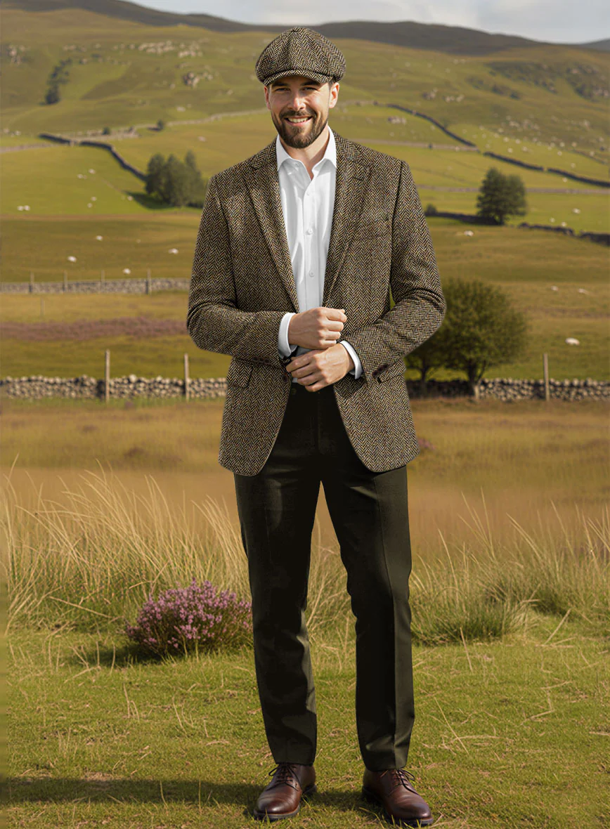 Harris Tweed Hebridean Brown Herringbone Jacket - Image 4