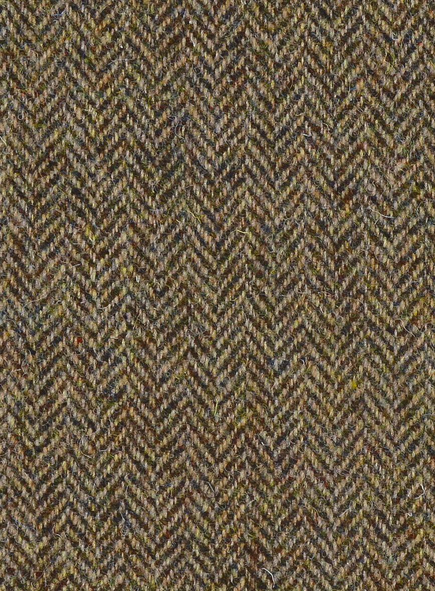 Harris Tweed Hebridean Brown Herringbone Pea Coat - Image 3