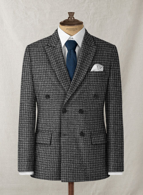 Harris Tweed Houndstooth Dark Gray Double Breasted Suit - Image 2