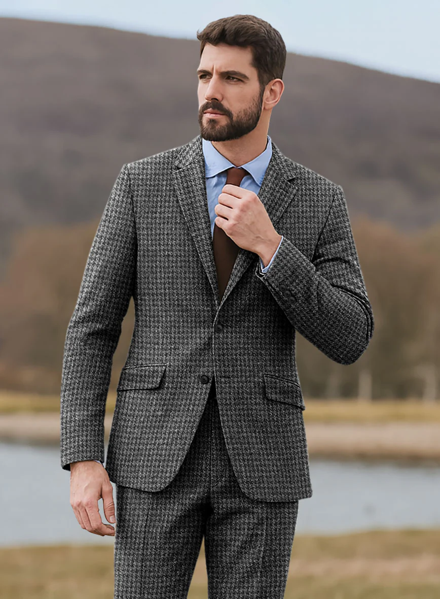 Harris Tweed Houndstooth Dark Gray Suit - Image 4