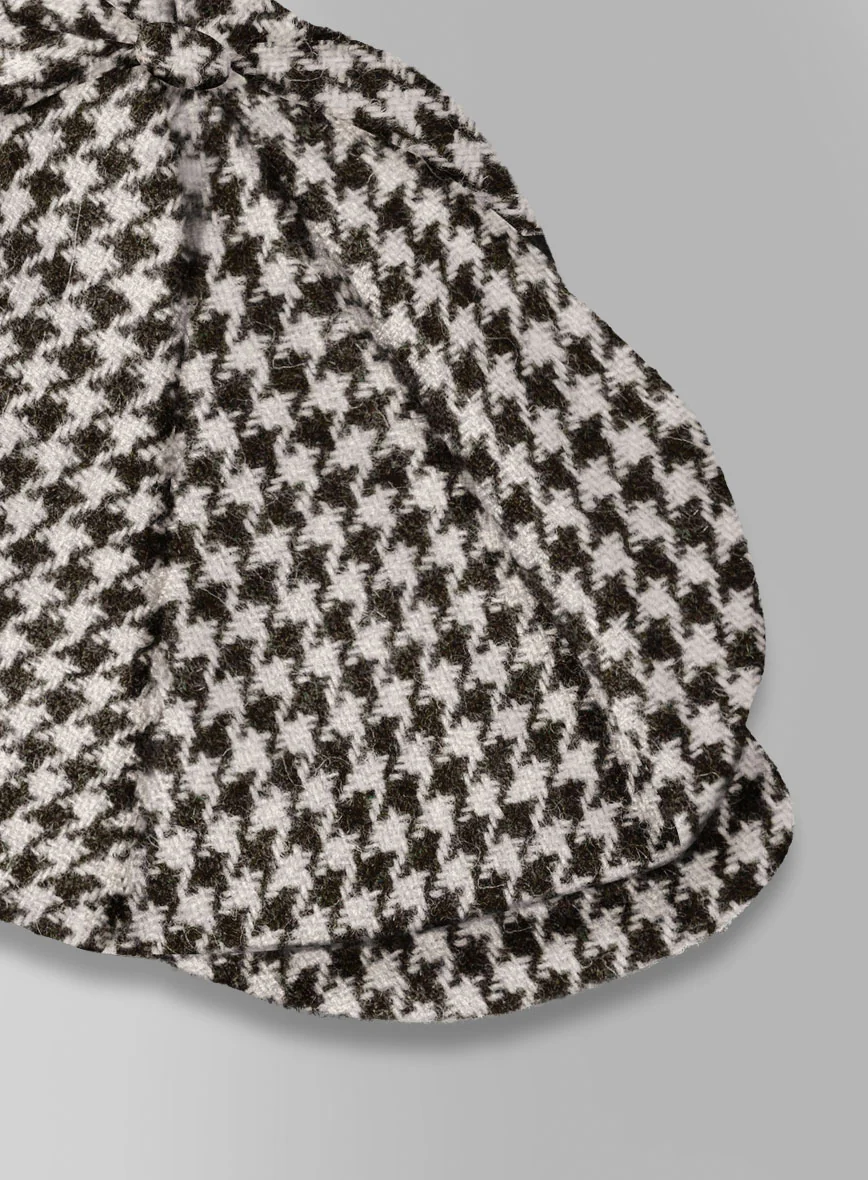 Harris Tweed Houndstooth Ebony Brown Newsboy Cap - Image 3