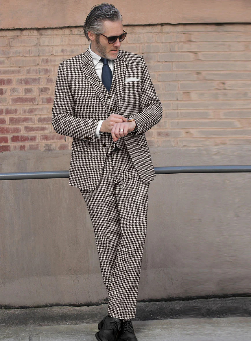 Harris Tweed Houndstooth Ebony Brown Suit - Image 2