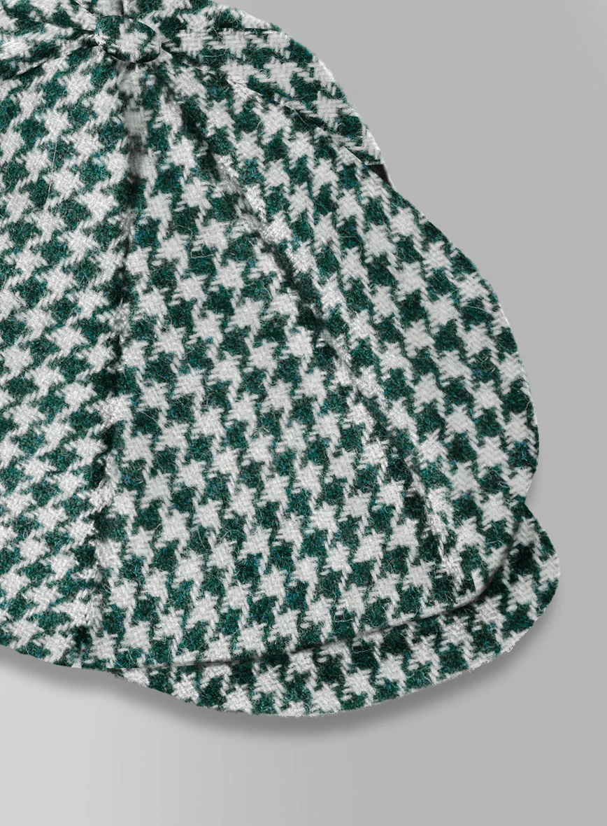 Harris Tweed Houndstooth Green Newsboy Cap - Image 3