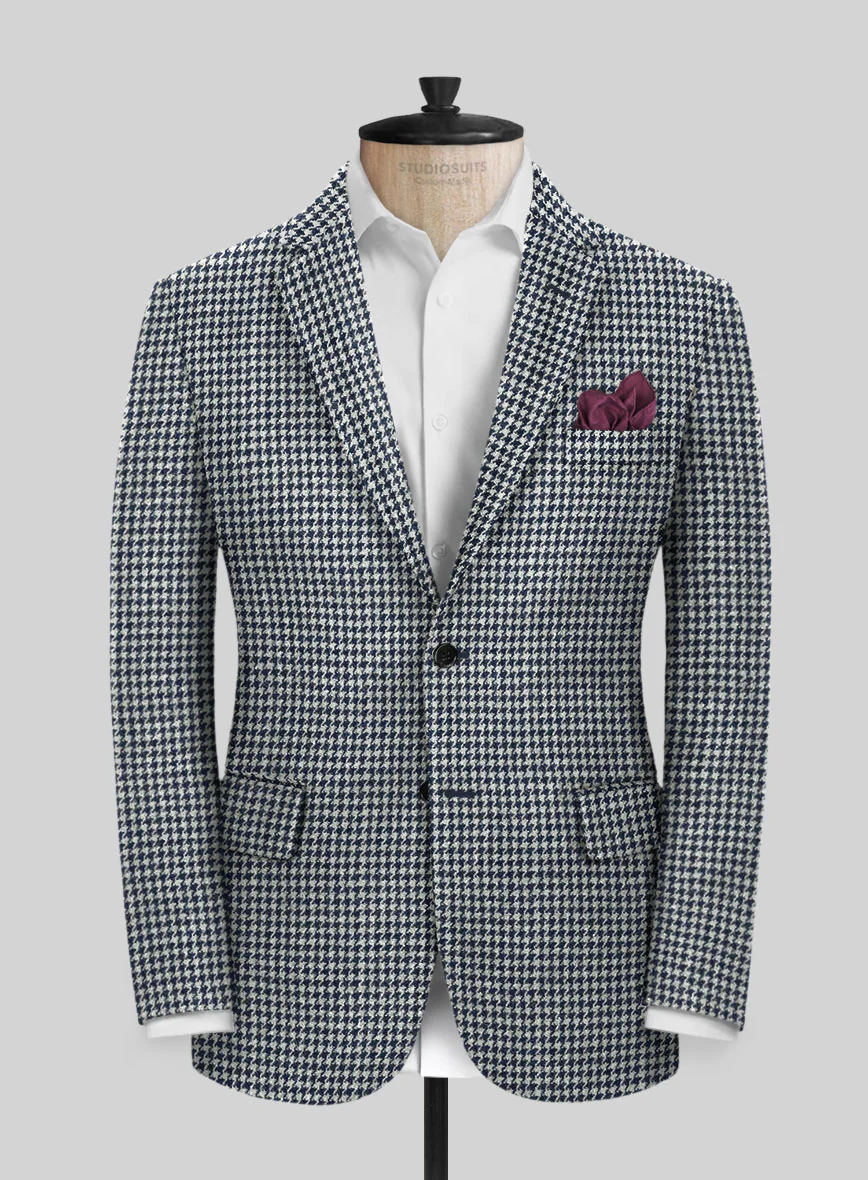 Harris Tweed Houndstooth Indi Blue Suit - Image 3