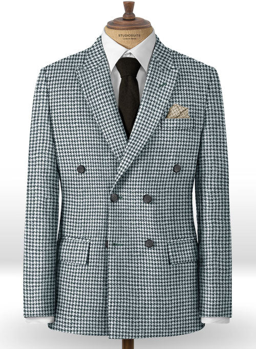 Harris Tweed Houndstooth Indi Blue Double Breasted Suit - Image 4