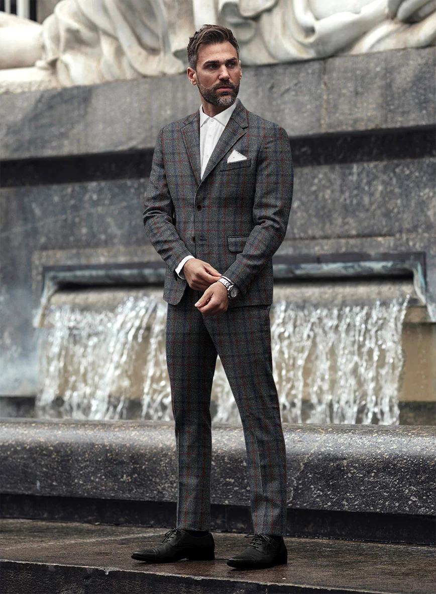 Harris Tweed Ice Blue Check Suit - Image 2