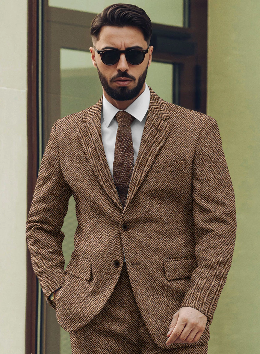Harris Tweed Irish Brown Herringbone Suit - Image 4