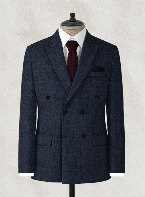 Harris Tweed King Blue Double Breasted Suit - Image 3