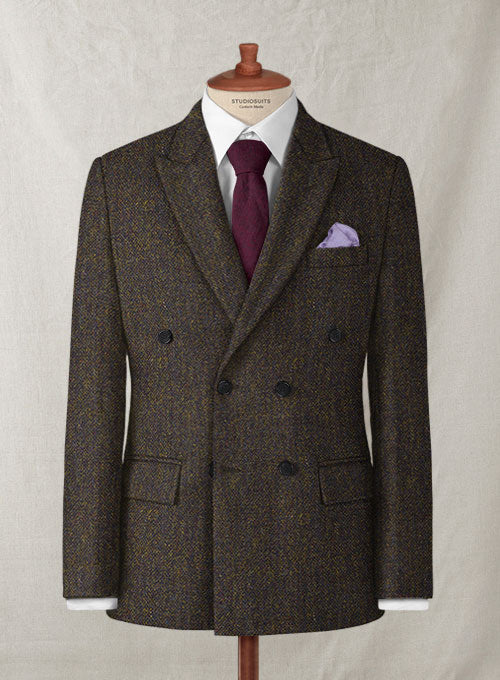 Harris Tweed Melange Brown Double Breasted Suit - Image 2
