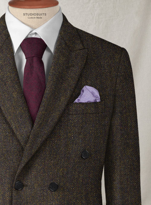 Harris Tweed Melange Brown Double Breasted Suit - Image 3
