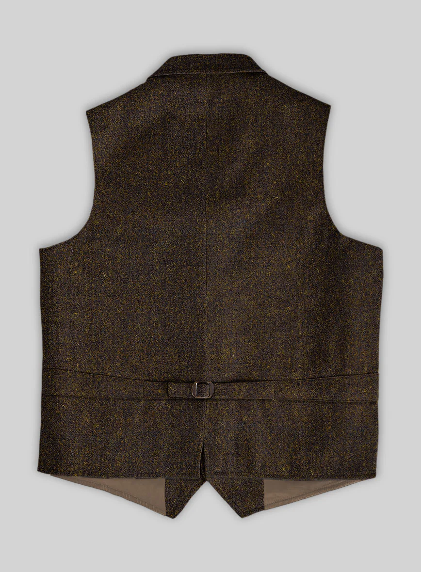 Harris Tweed Melange Dark Brown Hunting Vest - Image 2