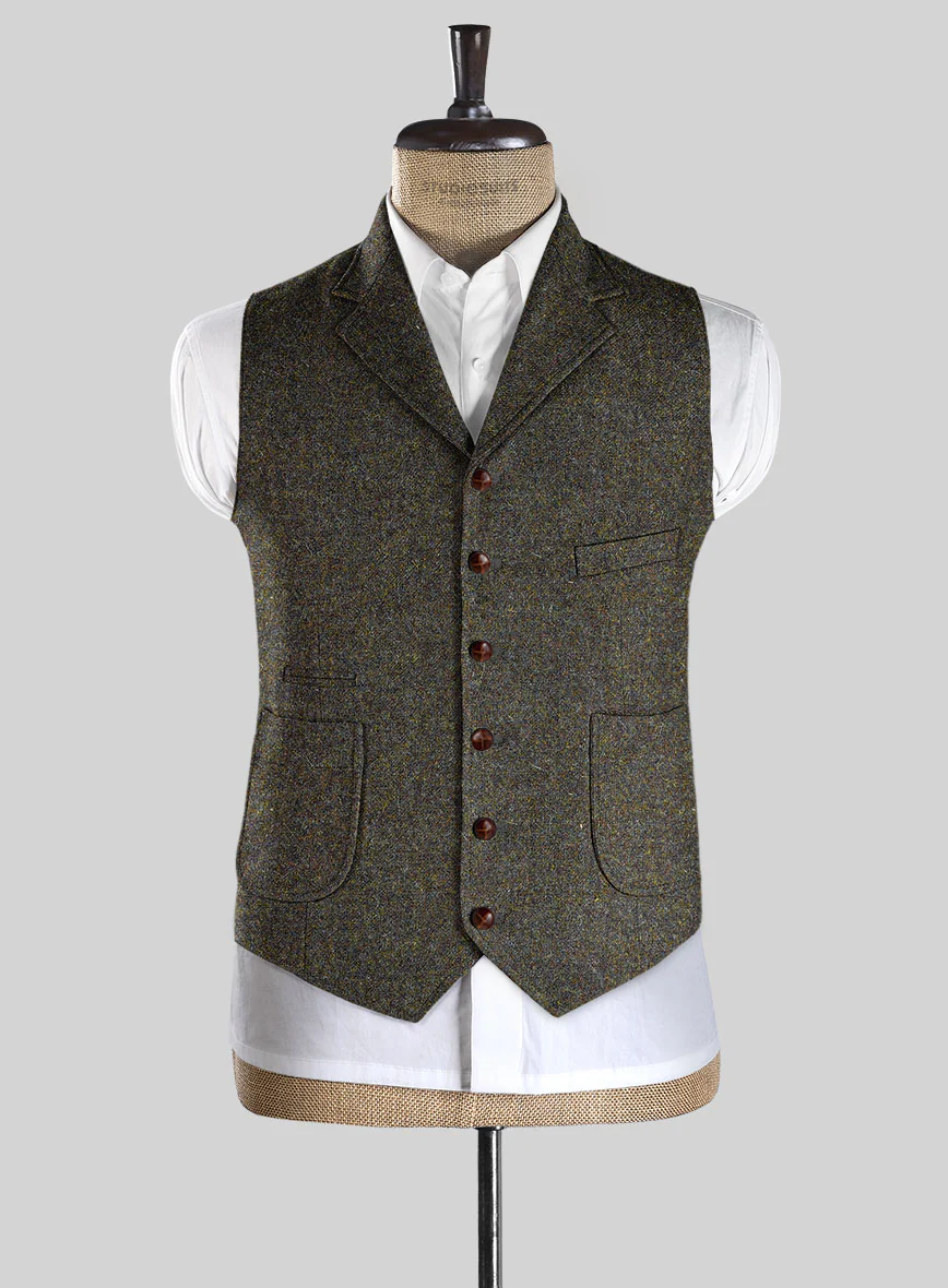 Harris Tweed Melange Green Hunting Vest - Image 2