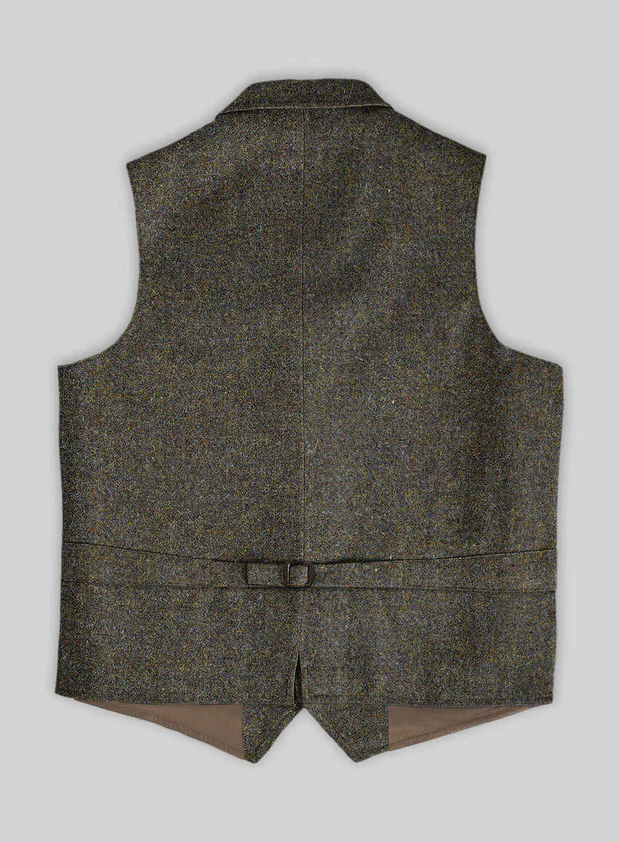 Harris Tweed Melange Green Hunting Vest - Image 3