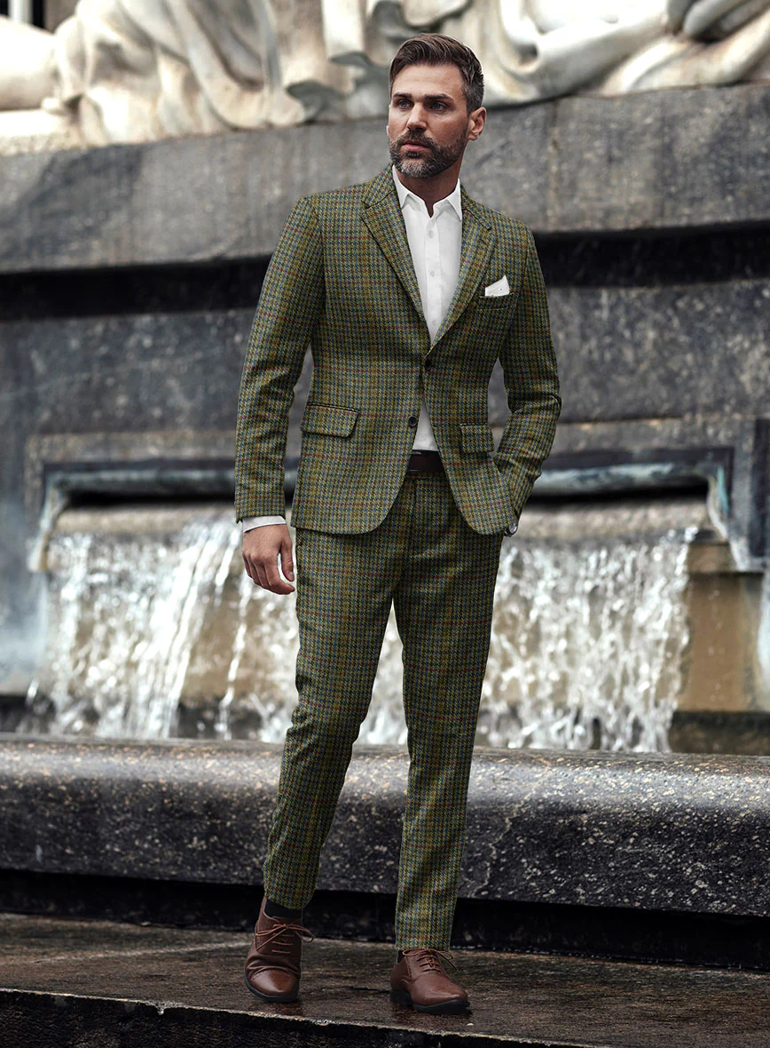 Harris Tweed Moss Green Houndstooth Suit - Image 2