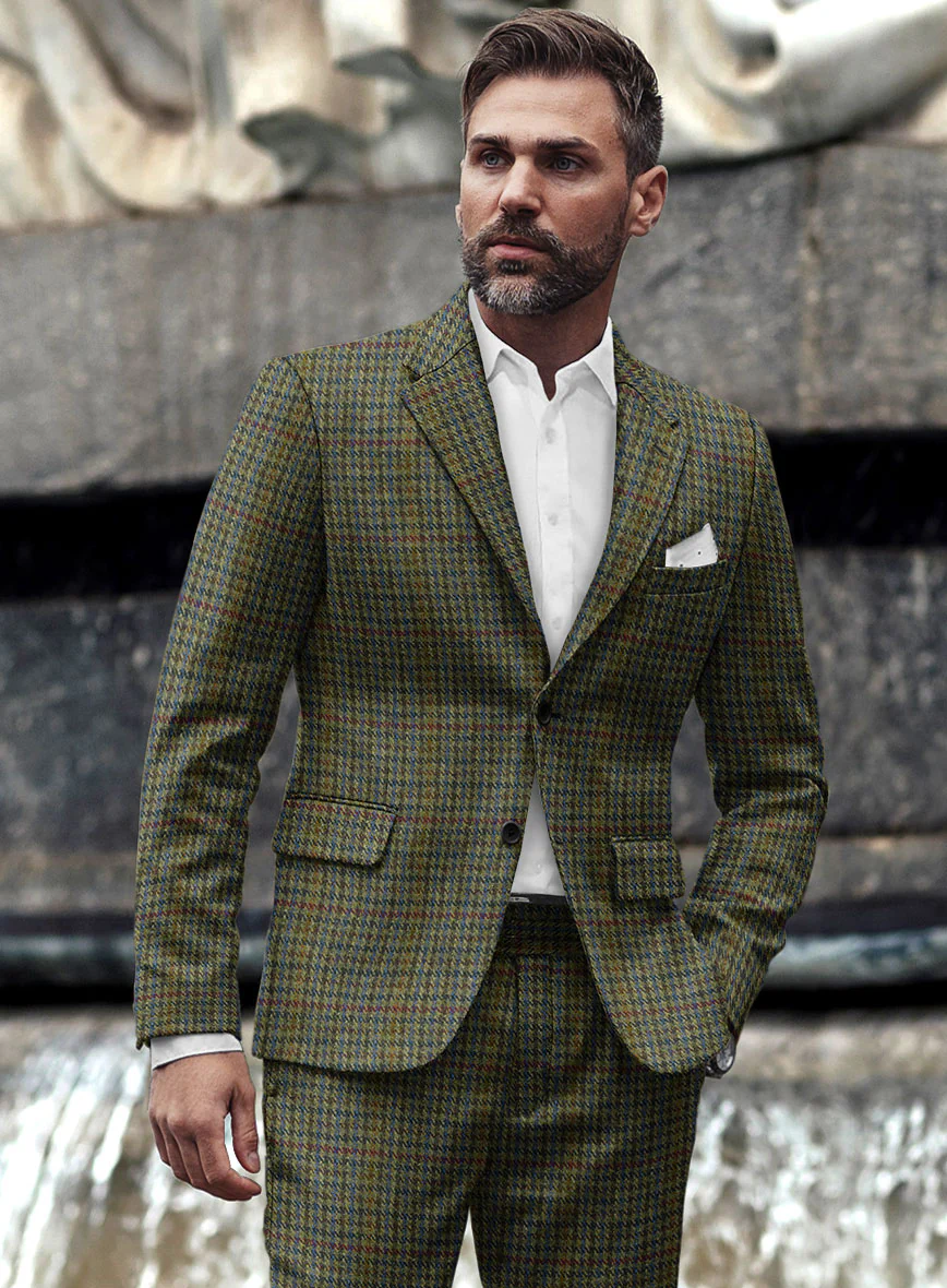 Harris Tweed Moss Green Houndstooth Suit - Image 4