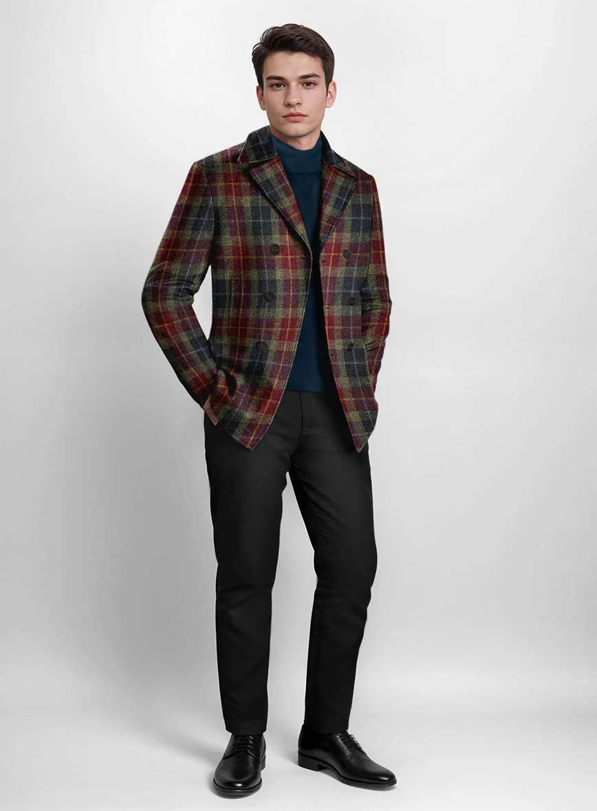 Harris Tweed Oscar Tartan Pea Coat - Image 2