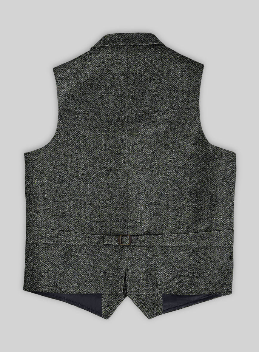 Harris Tweed Ridge Blue Herringbone Hunting Vest - Image 3