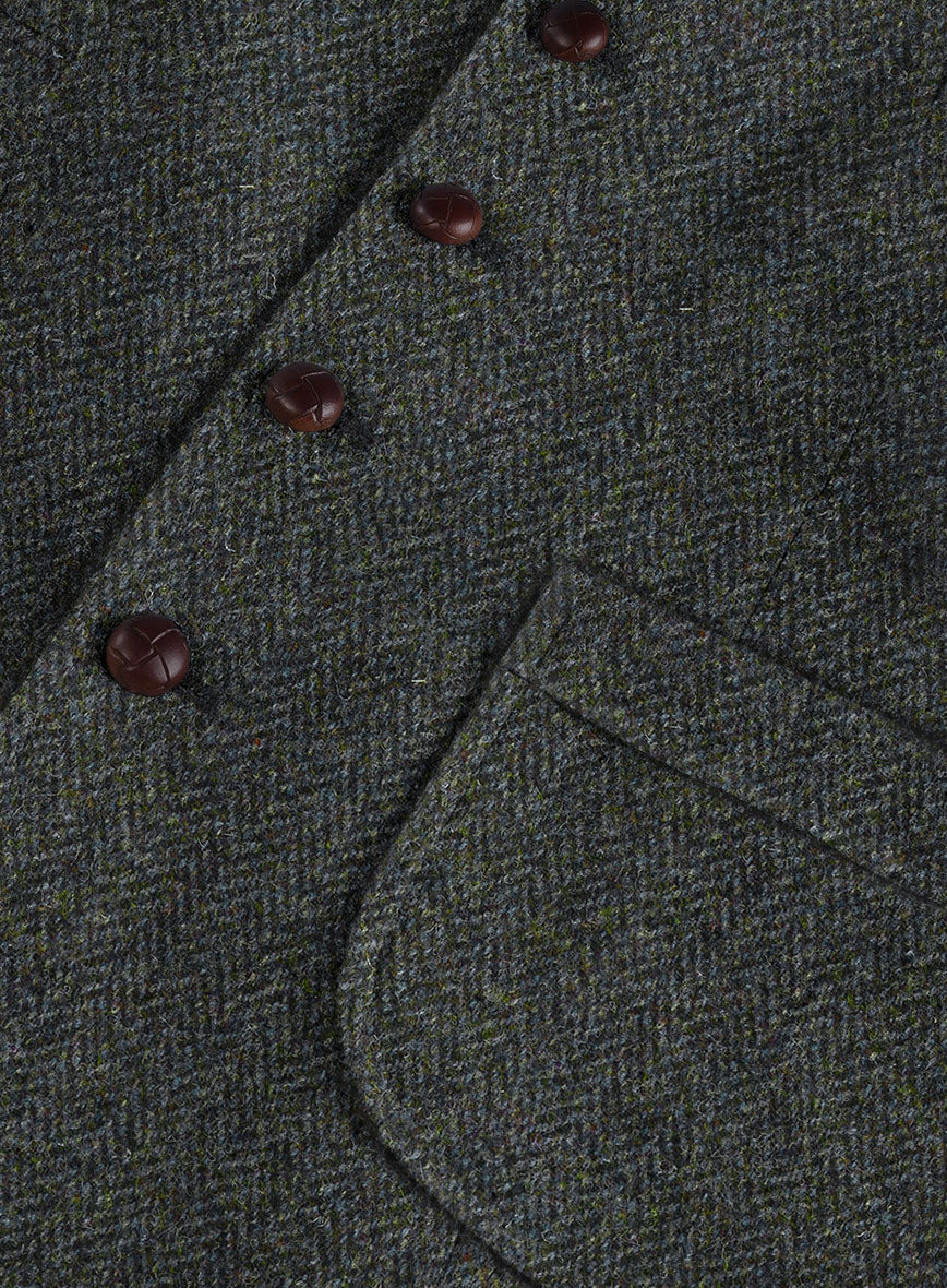 Harris Tweed Ridge Blue Herringbone Hunting Vest - Image 4