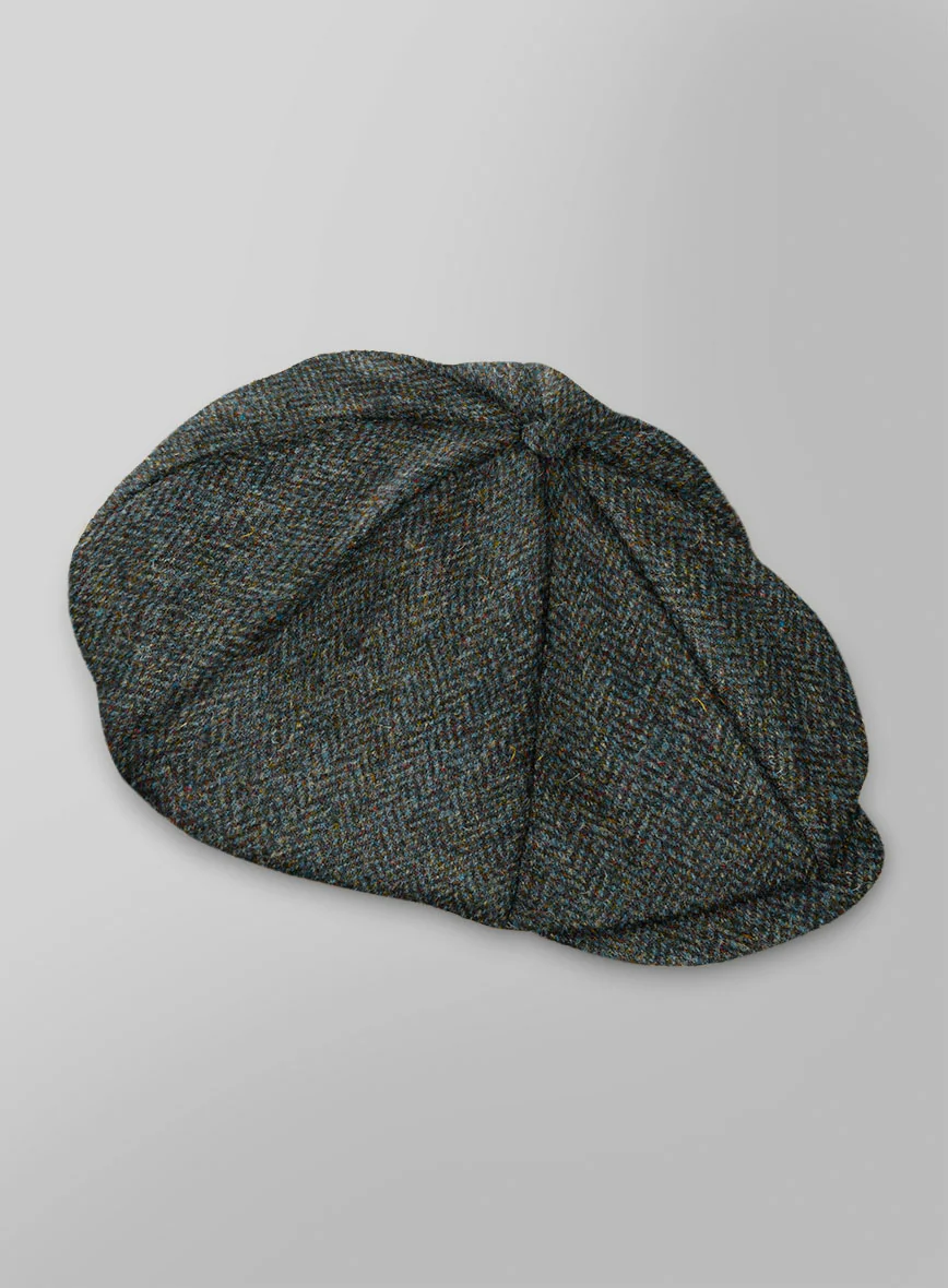 Harris Tweed Ridge Blue Herringbone Newsboy Cap - Image 2