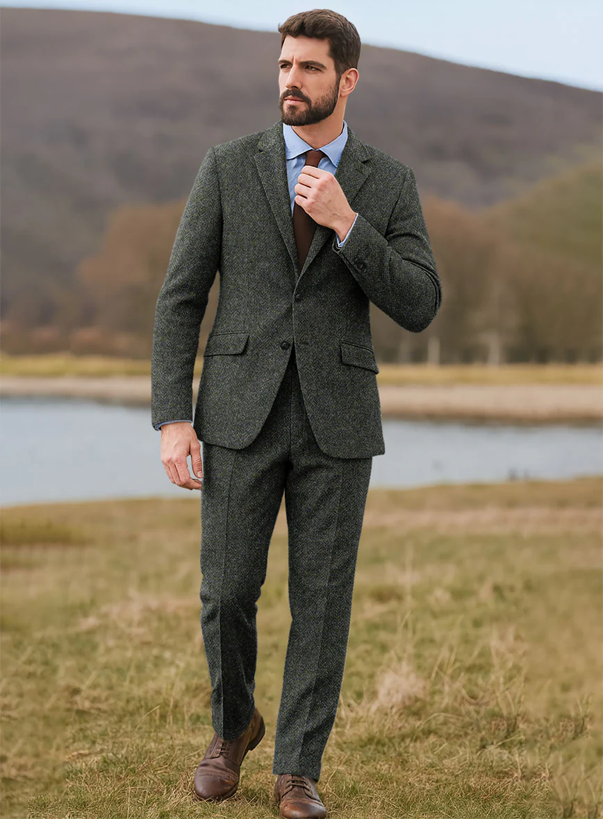 Harris Tweed Ridge Blue Herringbone Suit