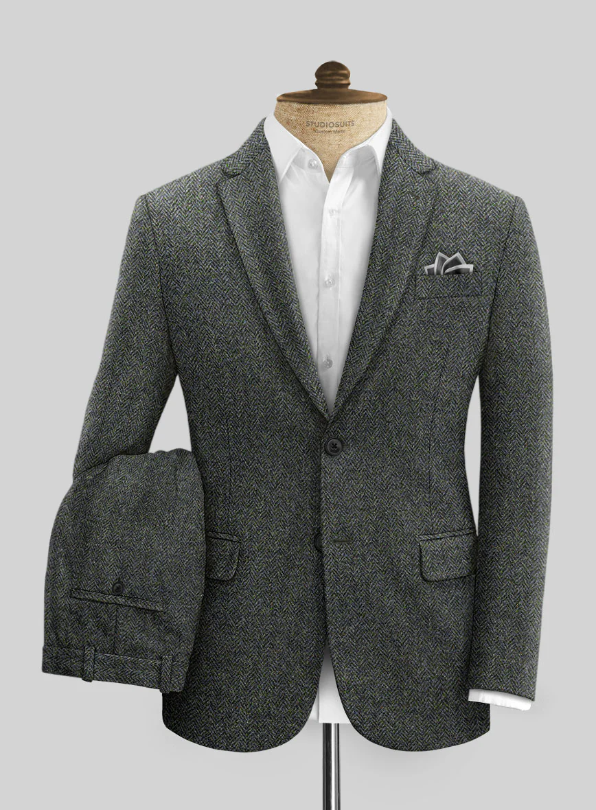 Harris Tweed Ridge Blue Herringbone Suit - Image 2