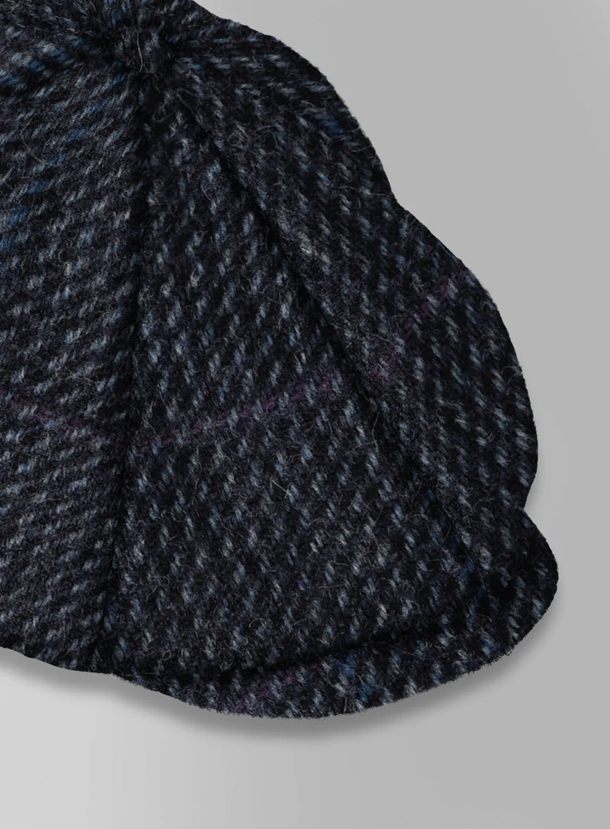 Harris Tweed Rope Blue Newsboy Cap - Image 3