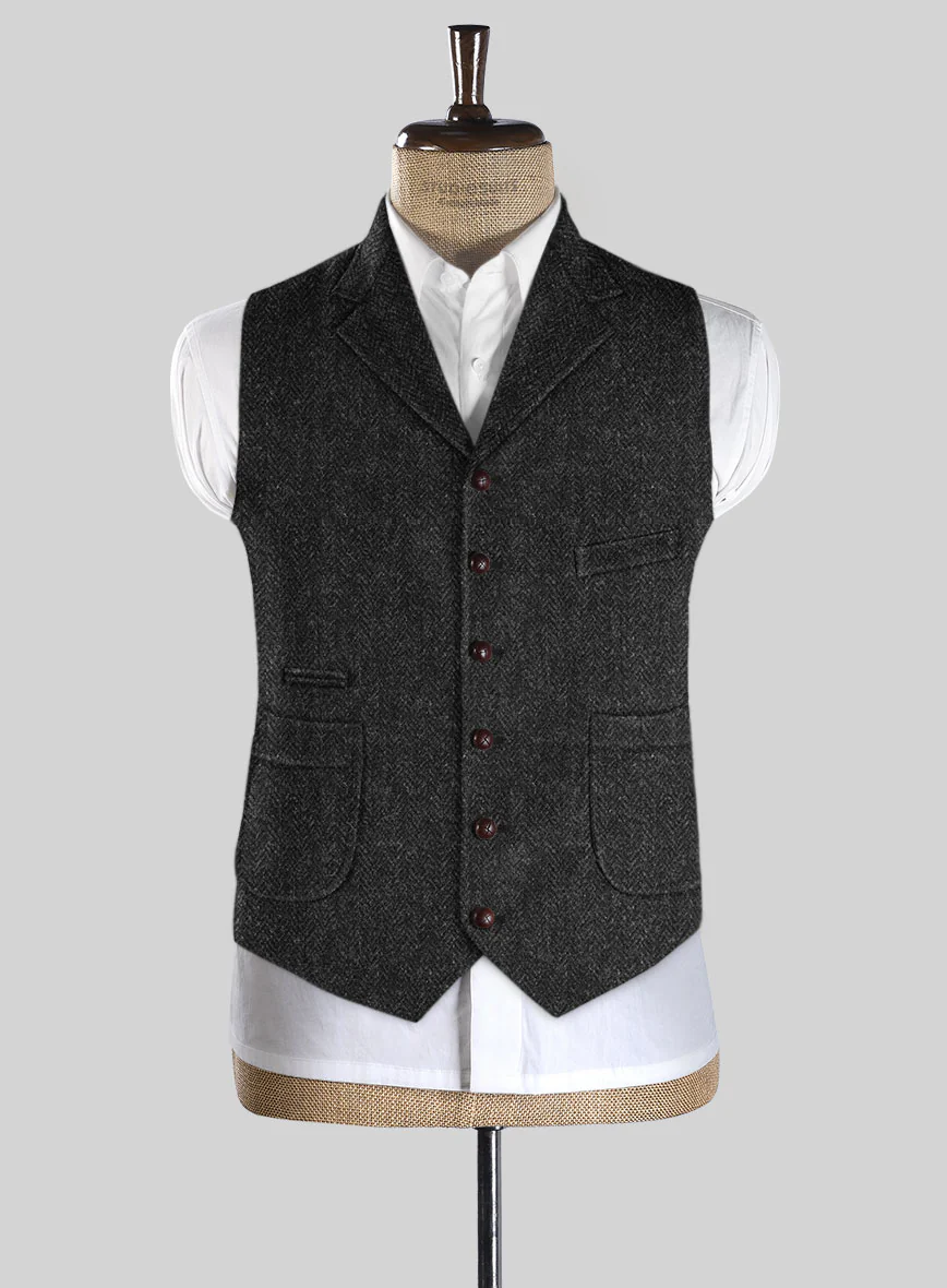 Harris Tweed Royal Charcoal Hunting Vest - Image 2