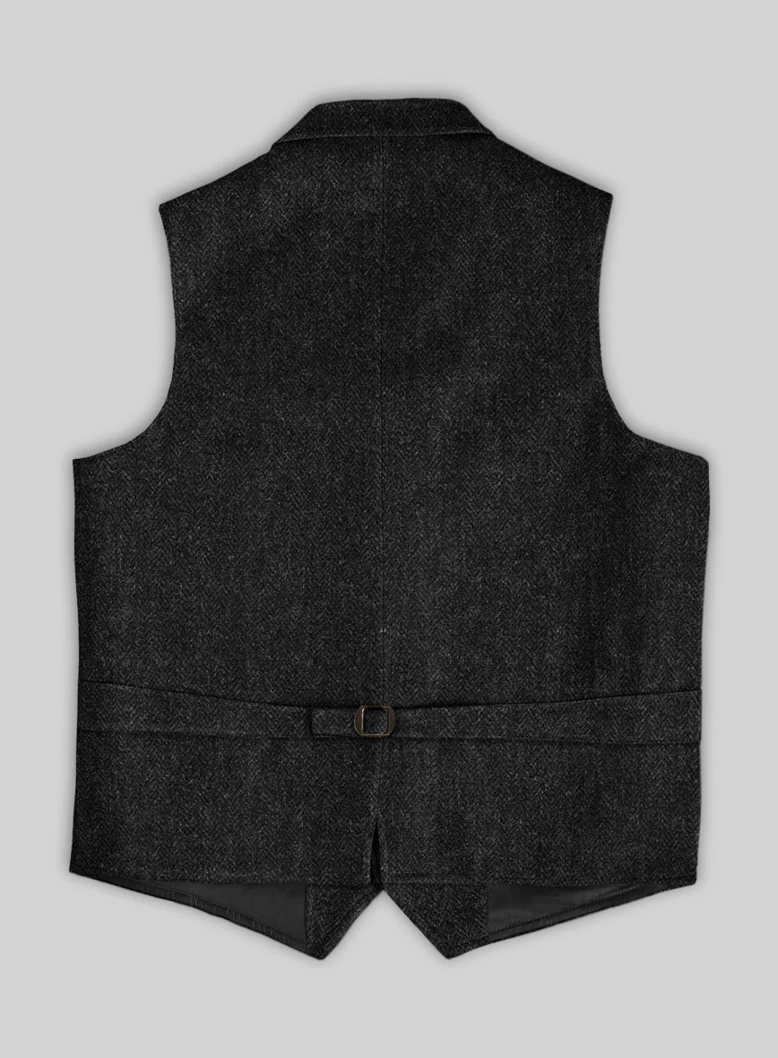 Harris Tweed Royal Charcoal Hunting Vest - Image 3
