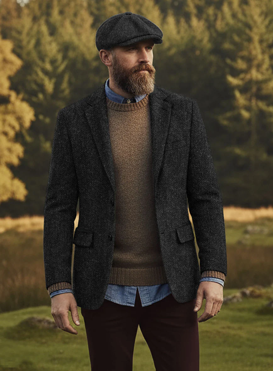 Harris Tweed Royal Charcoal Jacket - Image 2