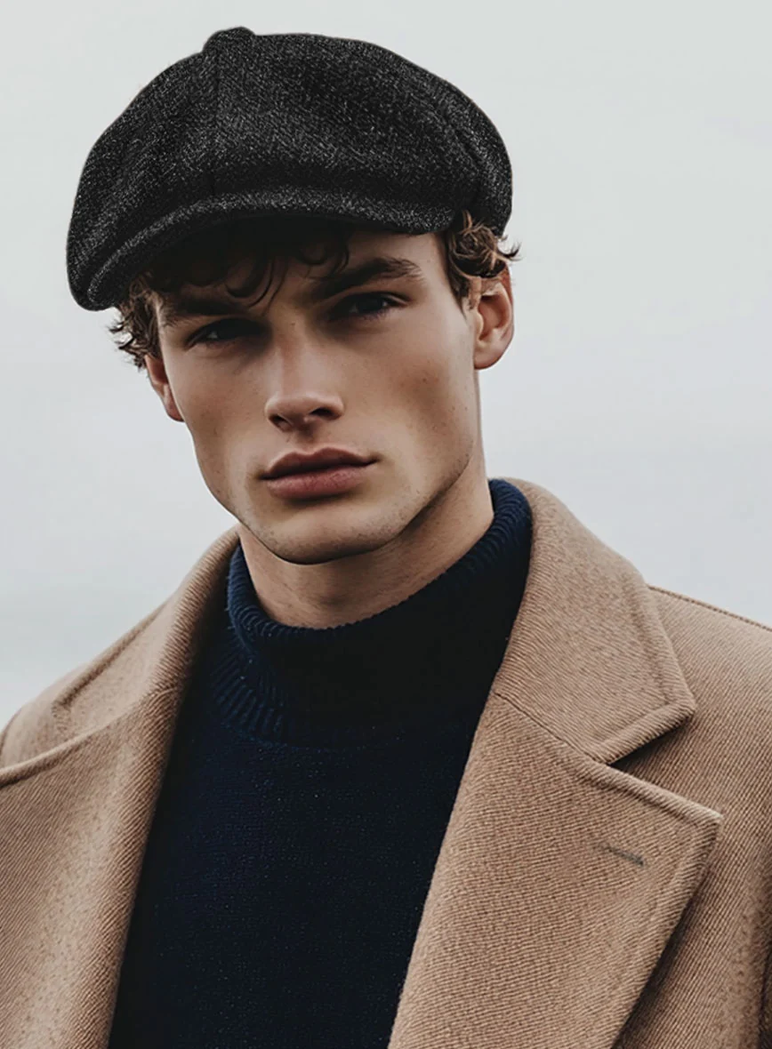 Harris Tweed Royal Charcoal Newsboy Cap - Image 2