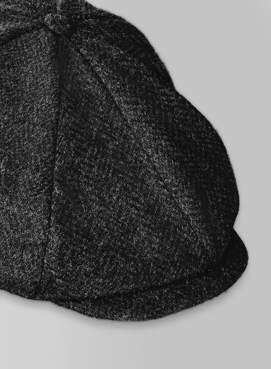 Harris Tweed Royal Charcoal Newsboy Cap - Image 4