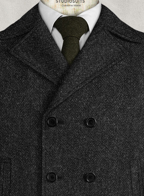 Harris Tweed Royal Charcoal Pea Coat - Image 2