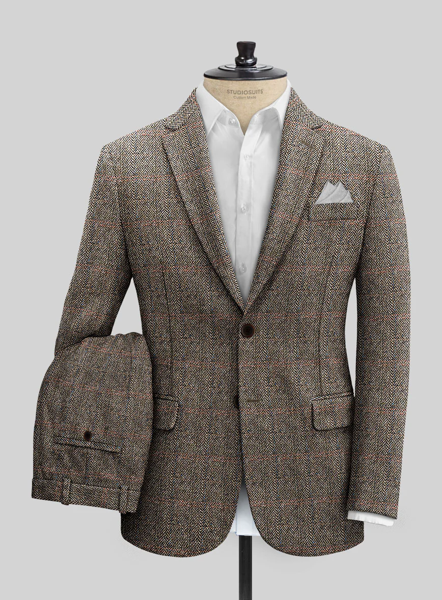 Harris Tweed Rustic Brown Herringbone Suit - Image 2