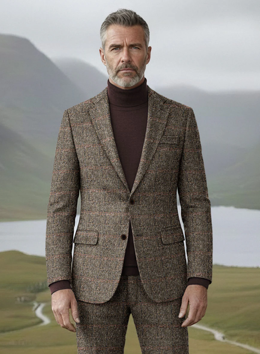 Harris Tweed Rustic Brown Herringbone Suit - Image 3