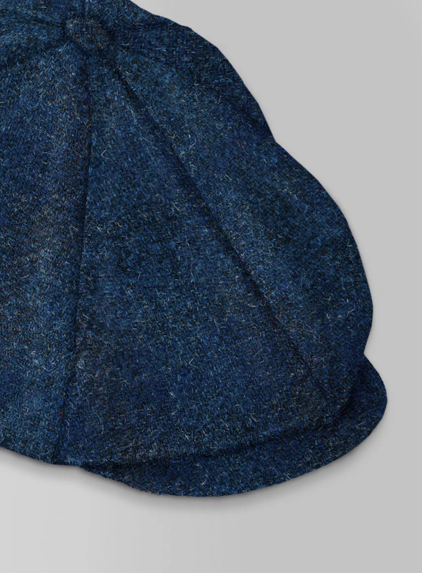 Harris Tweed Scot Blue Newsboy Cap - Image 3