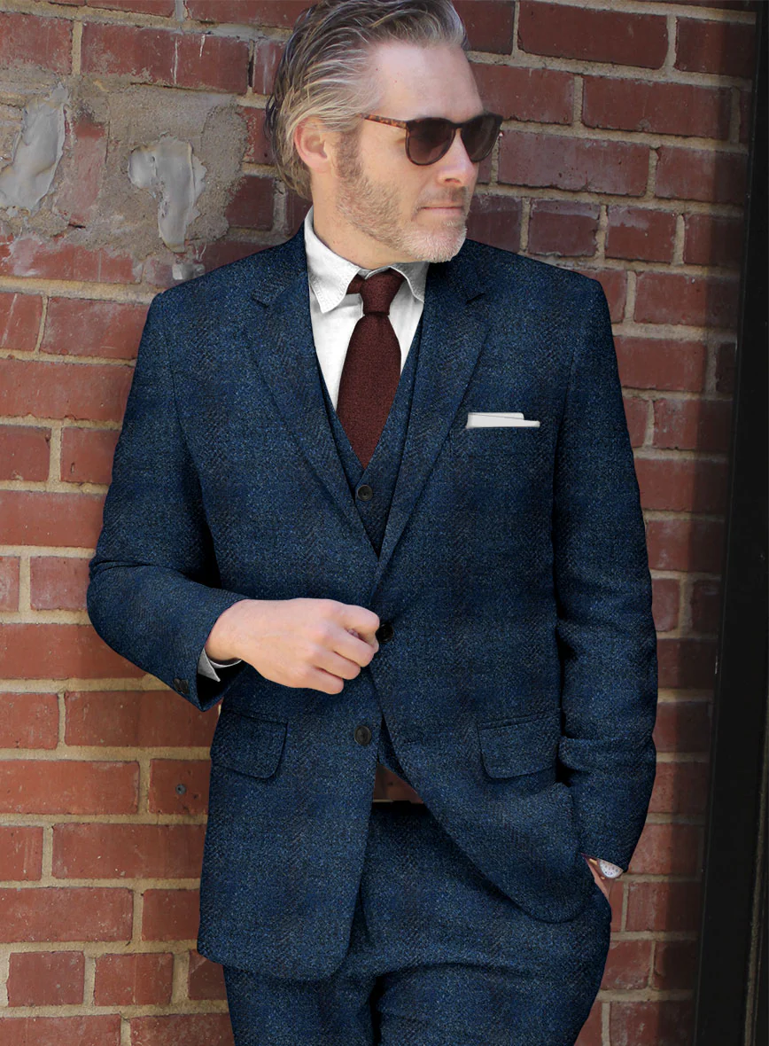 Harris Tweed Scot Blue Suit - Image 4