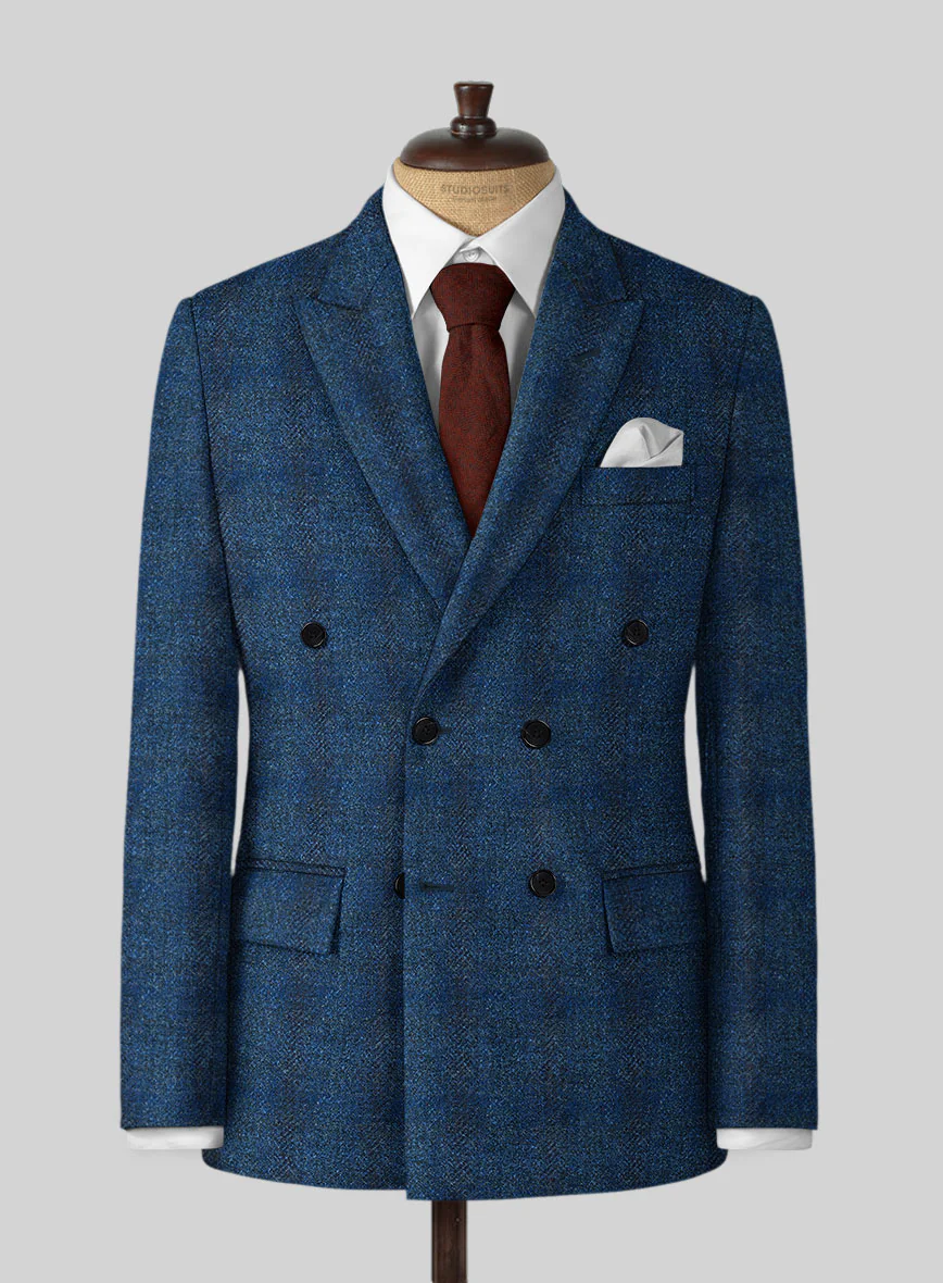 Harris Tweed Scot Blue Double Breasted Suit - Image 2