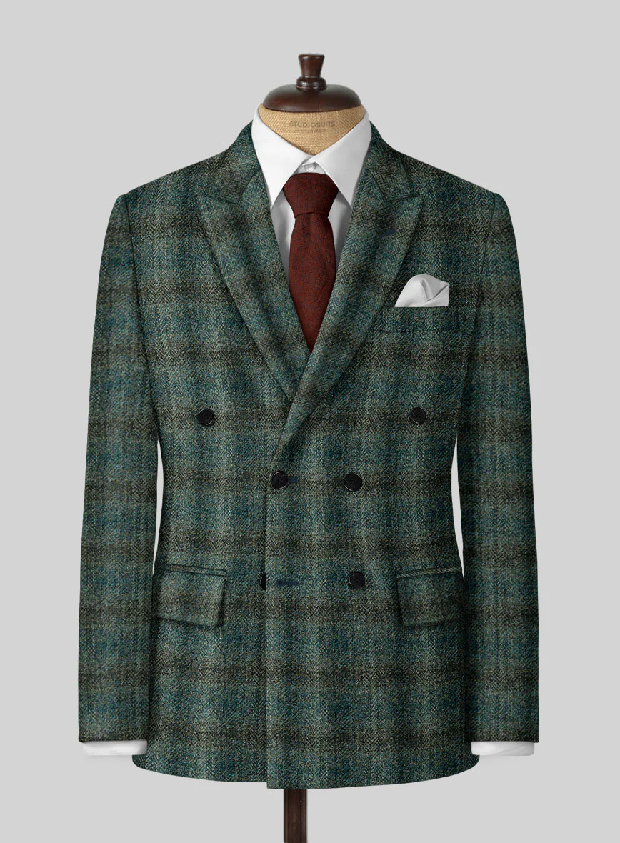 Harris Tweed Scot Green Double Breasted Suit - Image 2