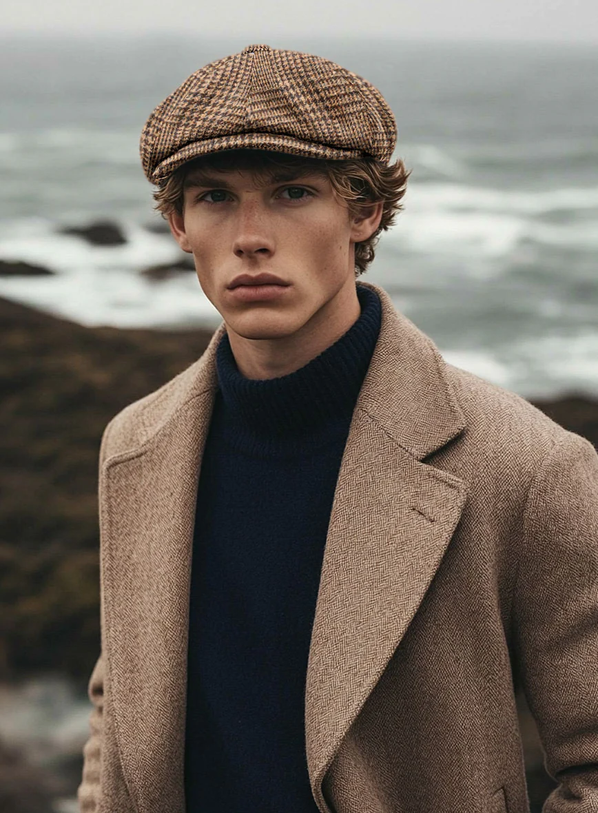Harris Tweed Tan Glen Newsboy Cap - Image 2