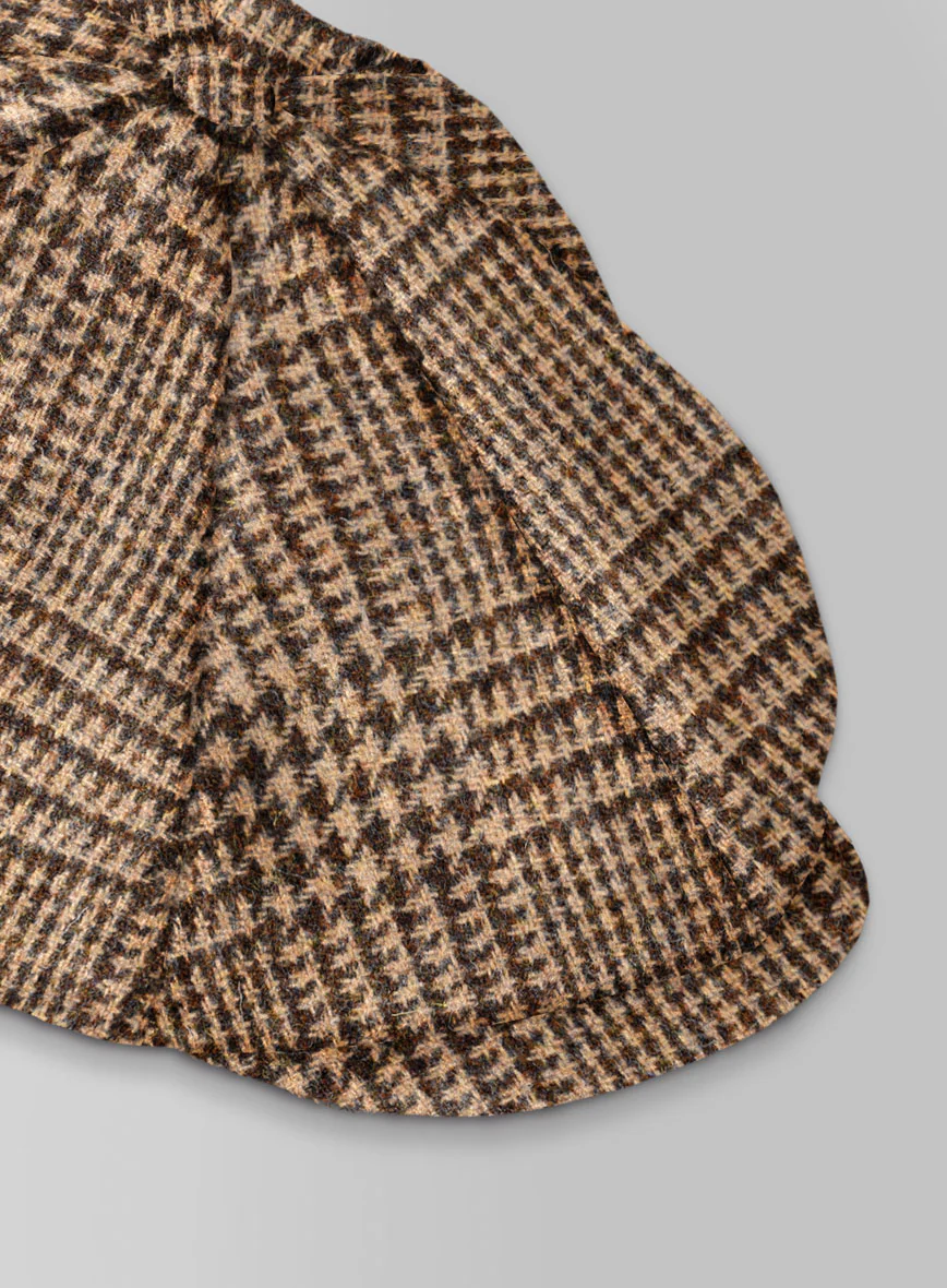 Harris Tweed Tan Glen Newsboy Cap - Image 4