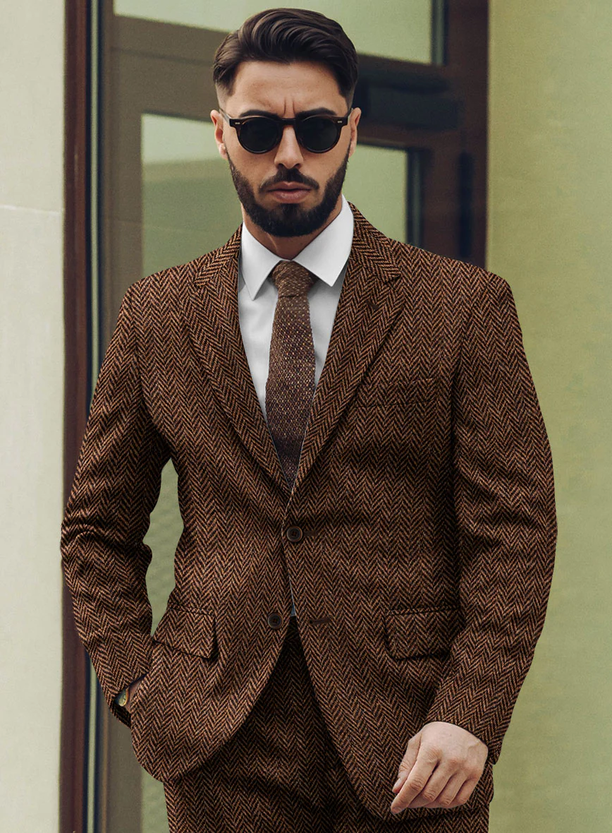 Harris Tweed Walnut Herringbone Jacket - Image 2