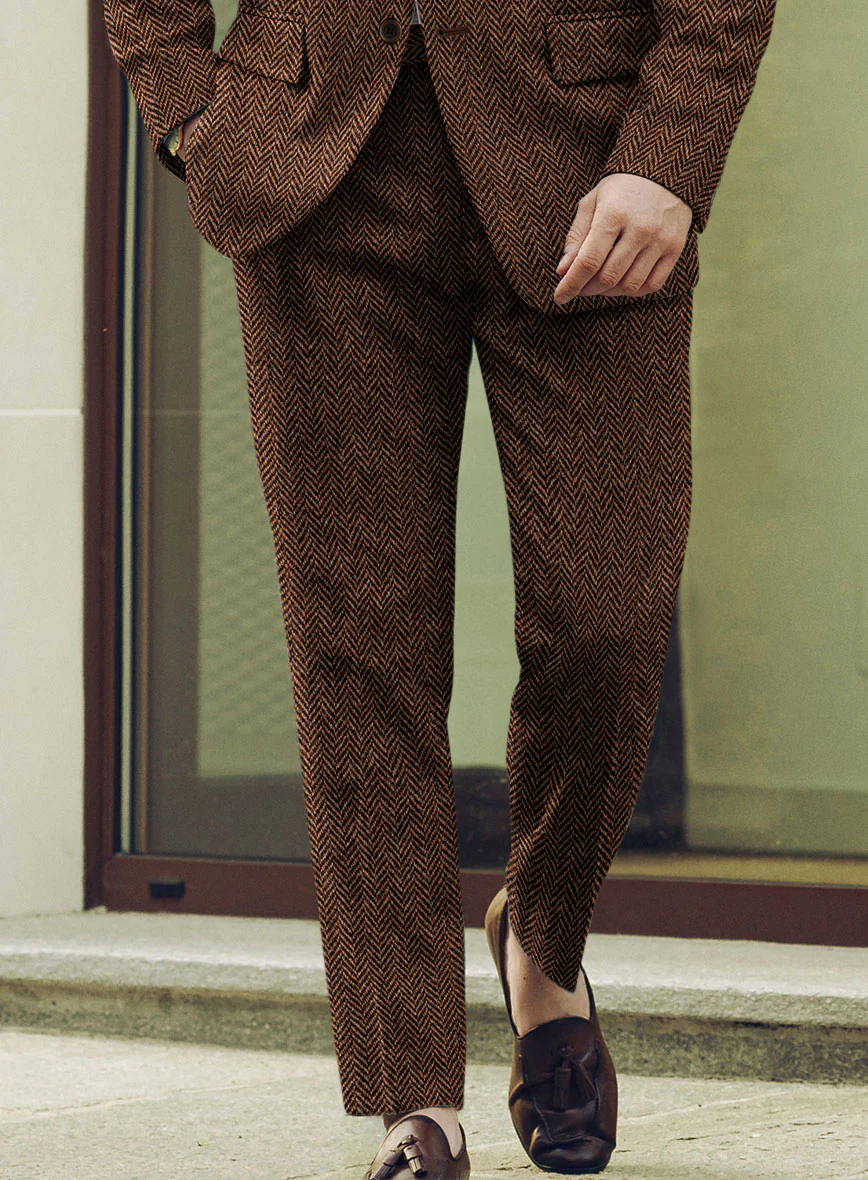 Harris Tweed Walnut Herringbone Pants - Image 2