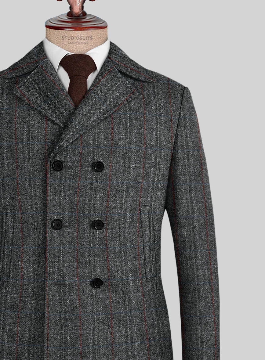 Harris Tweed Welsh Gray Pea Coat - Image 2