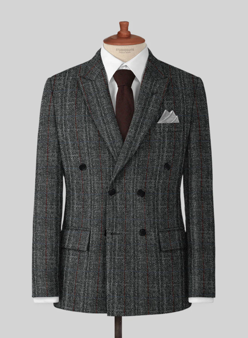 Harris Tweed Welsh Gray Double Breasted Suit - Image 2