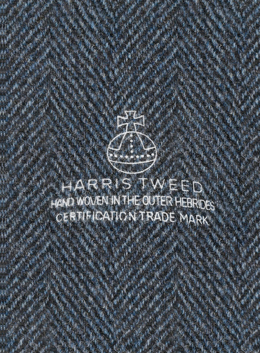 Harris Tweed Wide Herringbone Blue Newsboy Cap - Image 4