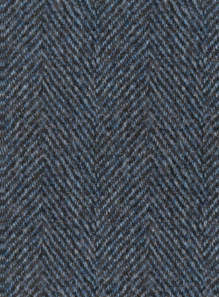 Harris Tweed Wide Herringbone Blue Double Breasted Suit - Image 4