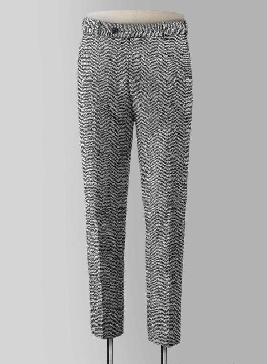 Harris Tweed Wide Herringbone Gray Pants - Image 2
