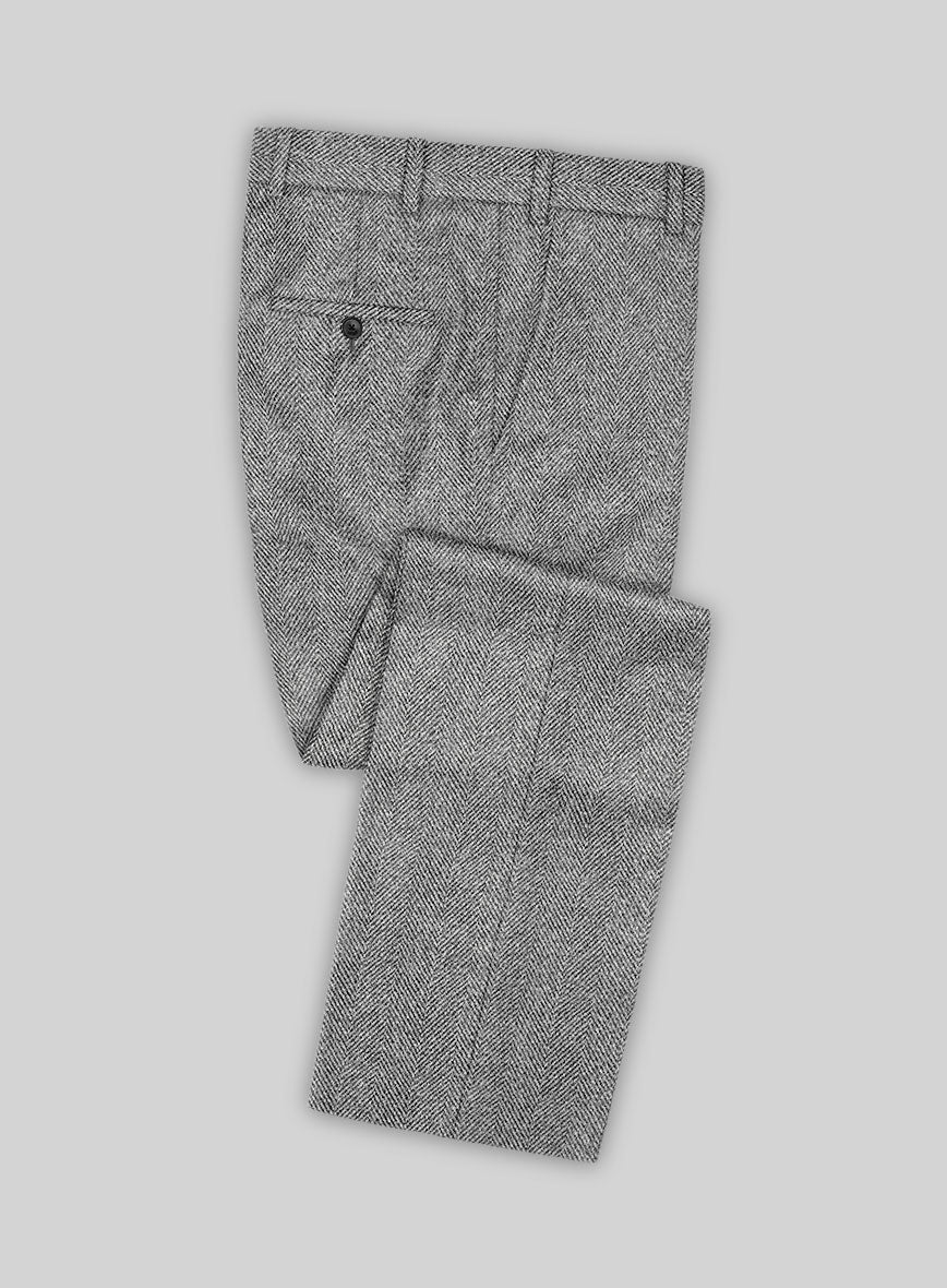 Harris Tweed Wide Herringbone Gray Double Breasted Suit - Image 3