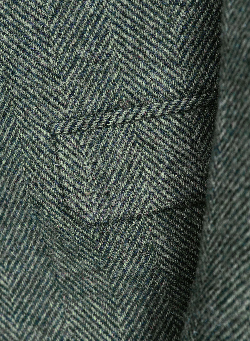 Harris Tweed Wide Herringbone Green Jacket - Image 4