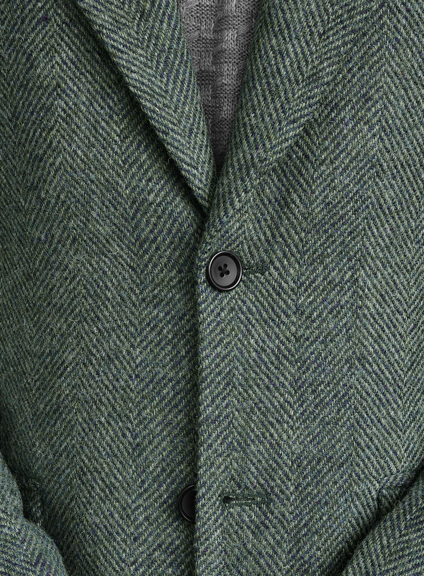 Harris Tweed Wide Herringbone Green Jacket - Image 5